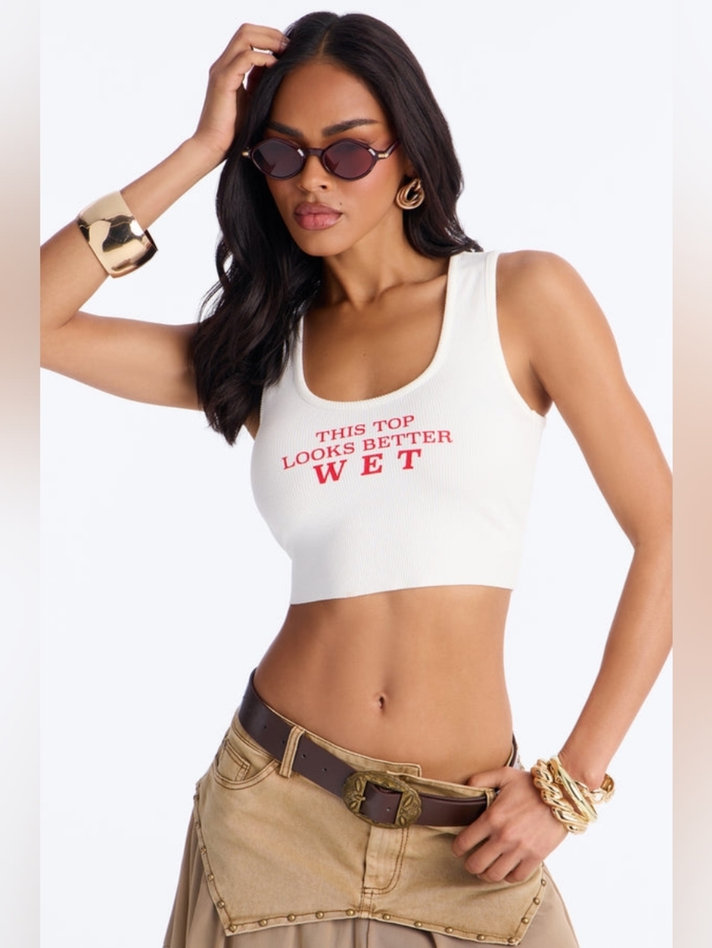NEW! Fashion Nova White Ribbed Scoop Crop Tank